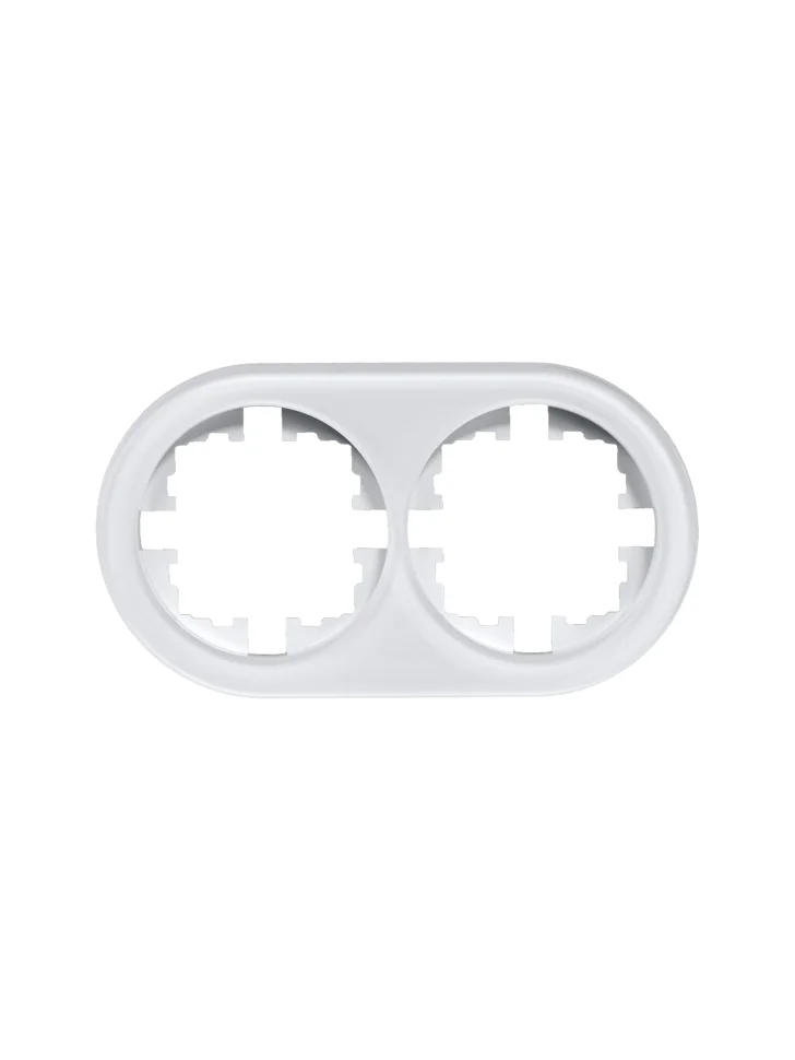 Рамка двухместная горизонтальная Lezard OSEN акриловая белая круглая Рамка двухместная горизонтальная Lezard OSEN акриловая белая круглая