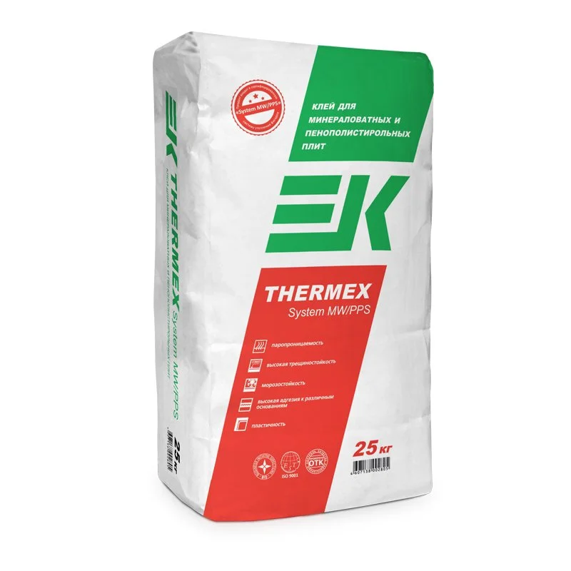 Клей ЕК THERMEX SYSTEM MW/PPS для пенополистирола и минеральной ваты 25 кг