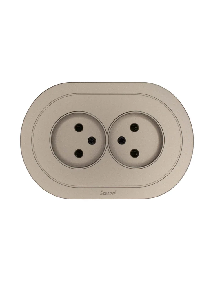 Розетка 2-местная СП Lezard OSEN без заземления, титан круглая
