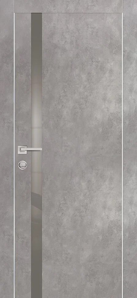 Дверь PROFILO PORTE PX-8 стекло LACOBEL серый, серый бетон (AL кромка хром с 4-х сторон) 90