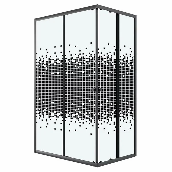 Ограждение душевое NIAGARA Eco NG-1018-14QBLACK (100х80х190) прямоугольник,раздвижное,черный,стекло мозаика,1 место Ограждение душевое NIAGARA Eco NG-1018-14QBLACK (100х80х190) прямоугольник,раздвижное,черный,стекло мозаика,1 место