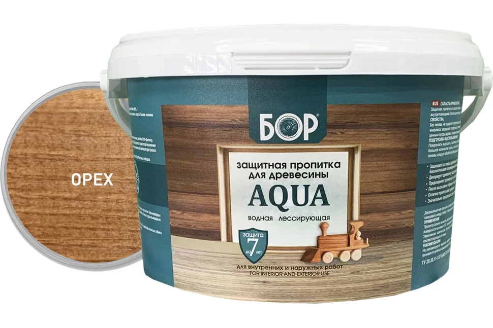 Пропитка защитная БОР AQUA для наружных и внутренних работ ОРЕХ 2,3кг