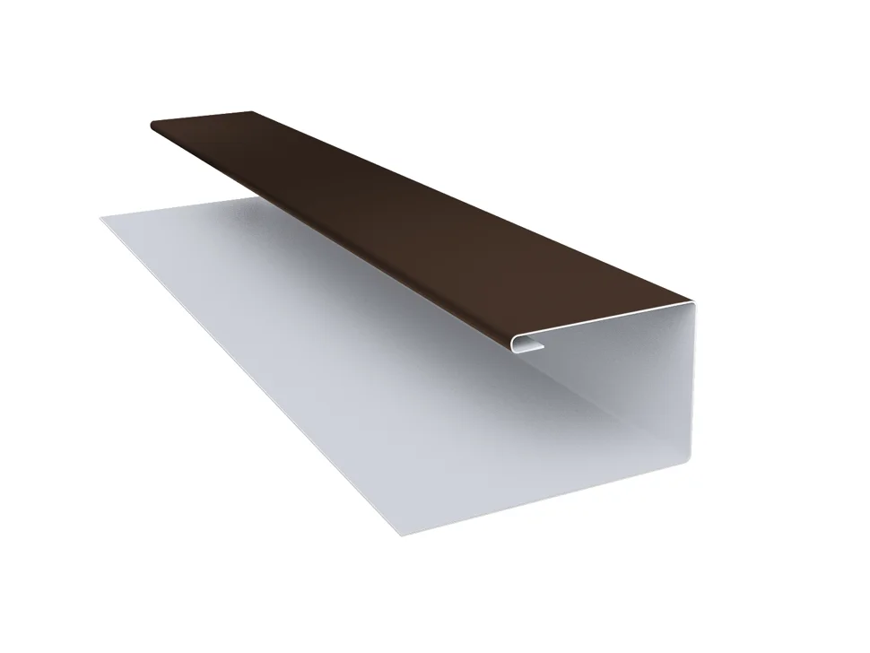 Планка П-образная PE RAL 8017 (шоколад) для М/сайдинга Блок-Хаус NEW 0.45мм, 3м.п. Планка П-образная PE RAL 8017 (шоколад) для М/сайдинга Блок-Хаус NEW 0.45мм, 3м.п.