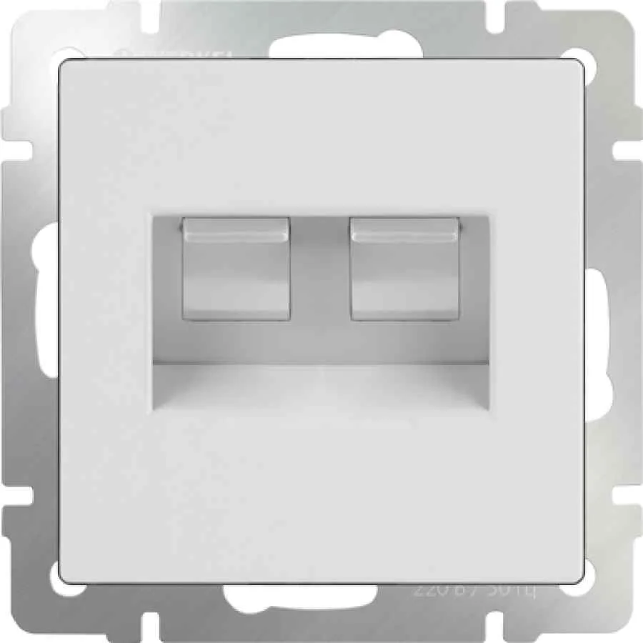 Розетка компьютерная 2-местная СП Werkel Ethernet, белая, WL01-RJ45+RJ45 , W1181101