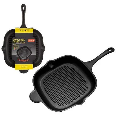 Сковорода-гриль квадратная чугунная Mallony PADELLA d- 28 см, с чугунной ручкой Сковорода-гриль квадратная чугунная Mallony PADELLA d- 28 см, с чугунной ручкой