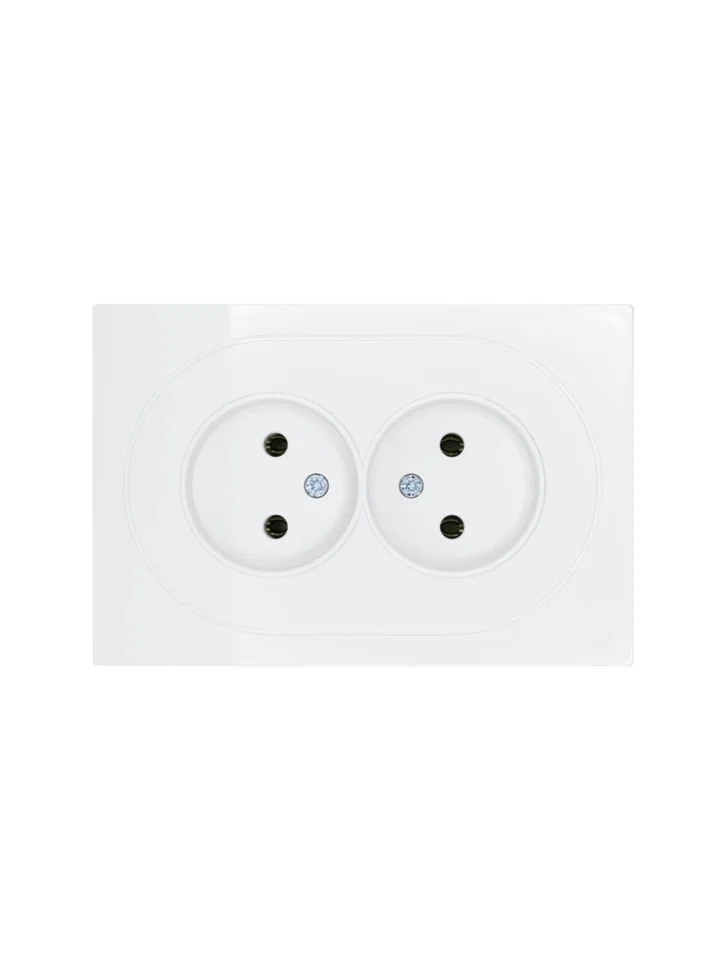Розетка 2-местная СП Lezard OSEN без заземления, белая Розетка 2-местная СП Lezard OSEN без заземления, белая