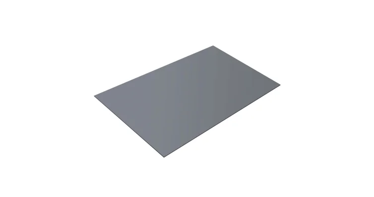 Плоский лист PE RAL 9006 (светлый алюминий), 0.45 мм, 1,25*2 м.п., пл=2.5м2 (в пленке)