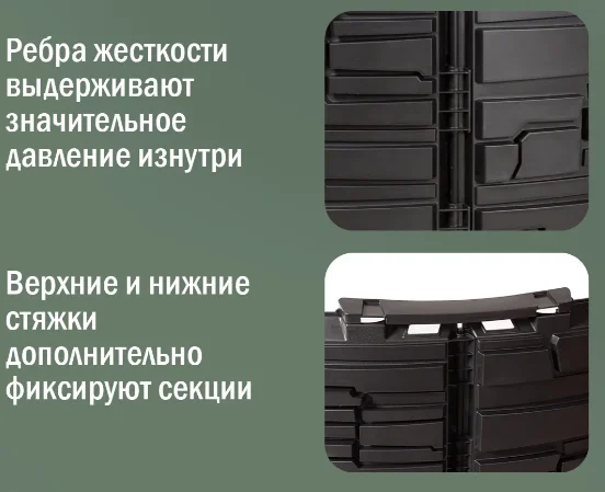 Компостер садовый «Бастион» усиленный, черный (люк черный) с черной крышкой, 1210 л