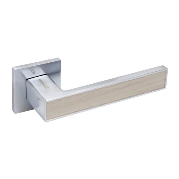 Ручка дверная АЛЛЮР квадратная АРТ "ЛАНА" SC (869SSD) матовый хром/св-сер дерЗАЩИТ.ПЛЕНКА