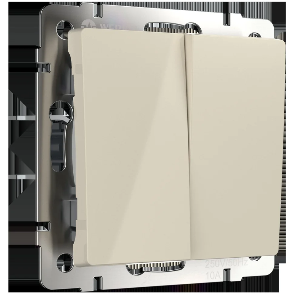 Выключатель двухклавишный СП Werkel, слоновая кость, WL03-SW-2G-ivory / W1120003