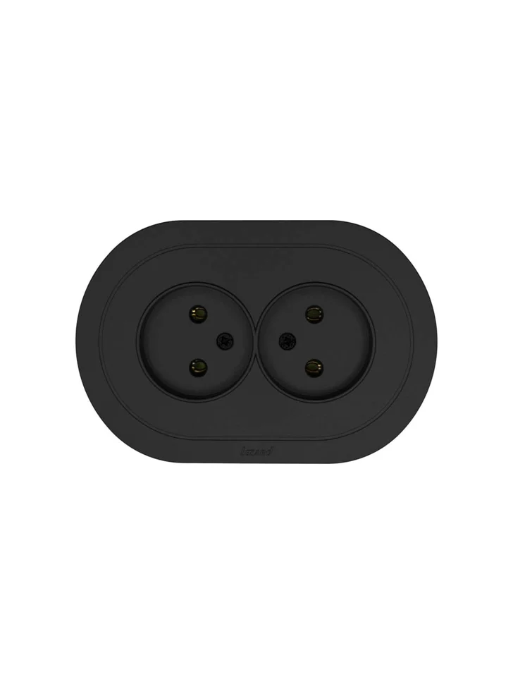 Розетка 2-местная СП Lezard OSEN без заземления, чёрный бархат круглая Розетка 2-местная СП Lezard OSEN без заземления, чёрный бархат круглая