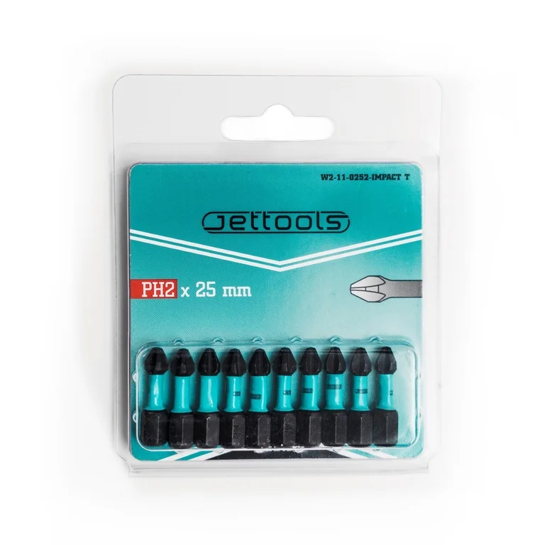 Биты торсионные, ударные 25PH2, 10 шт, JETTOOLS Torsion Impact, для больших нагрузок