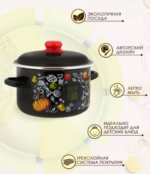 Кастрюля Appetite Healthy food 3.0л цилиндр. 1RD181M эмаль