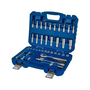 Набор головок торцевых КОБАЛЬТ с трещоткой 1/4", 40 ПРЕДМЕТОВ, CR-V, кейс