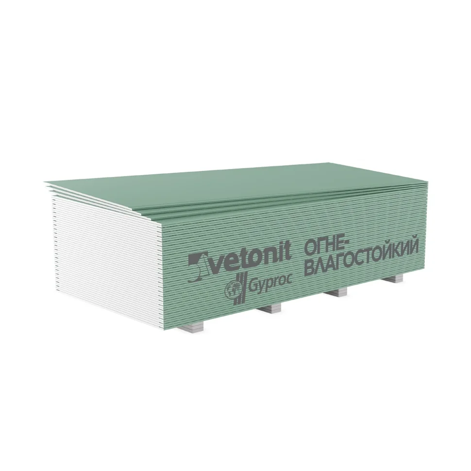 Гипсокартон ГКЛВО Vetonit ГСП-DFH3-УК огне-влагостойкий 2500*1200*12,5 мм