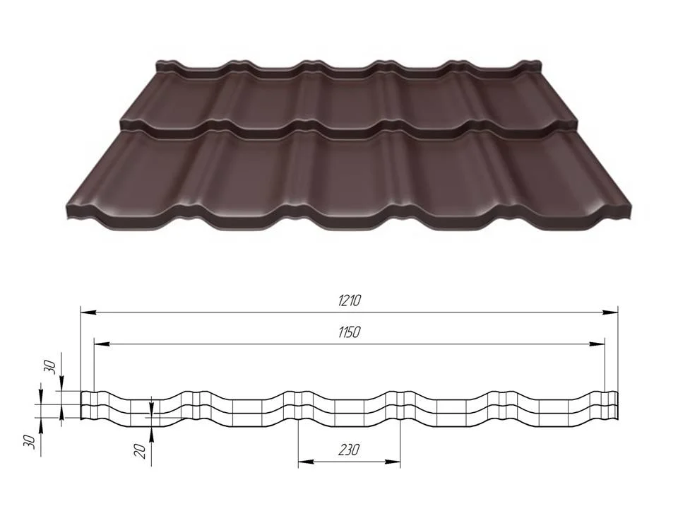 М\черепица модульная, Kvinta UNO PE RAL **, 0.45мм Grandline, 1.21*0.72 м.п.