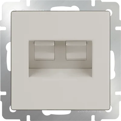 Розетка компьютерная 2-местная СП Werkel Ethernet, слоновая кость, WL03-RJ45+RJ45-ivory