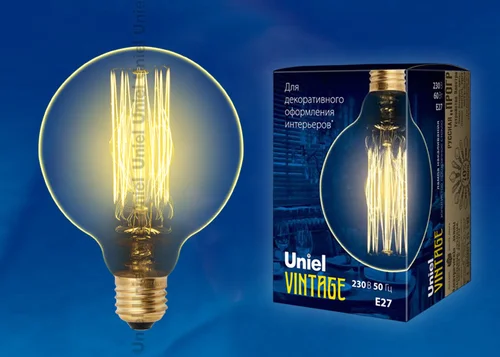 Лампа накаливания 60W E27 220V 300Лм Шар прозрачный(G80) Винтаж Uniel IL-V-G80-60/GOLDEN VW01