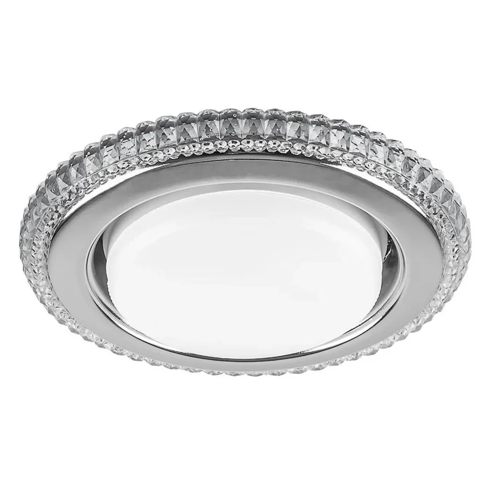 Светильник точечный Feron CD4036 со светодиодной подсветкой 20LED*2835 SMD 4000K, 15W GX53, прозрачный, хром*