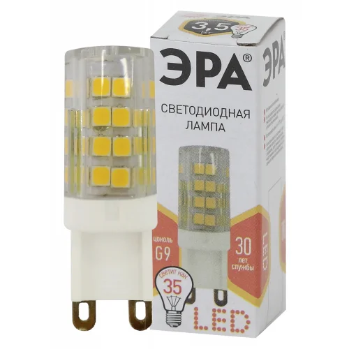 Лампа светодиодная 3,5W G9 220V 2700K 400Лм (желтый) ЭРА, JCD-3,5w-220V-corn, ceramics-827-G9