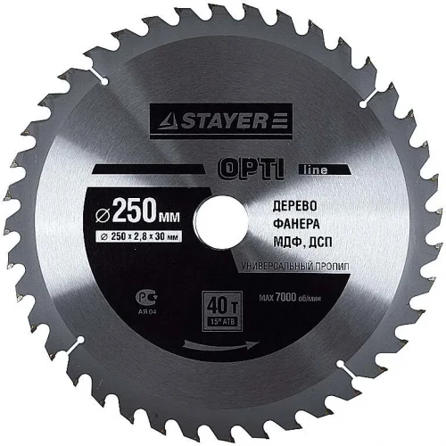 Диск пильный по дереву 200х32мм, 36Т, STAYER MASTER "OPTI-Line"
