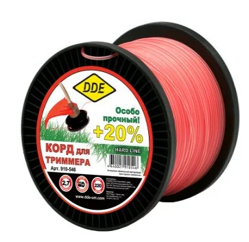 Леска на катушке 2,7мм 220м круг армированный, серый/красный,"Hard line", DDE