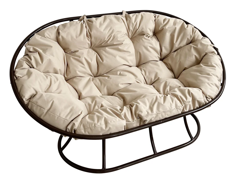 Диван МАМАСАН без ротанга черный, подушка бежевая