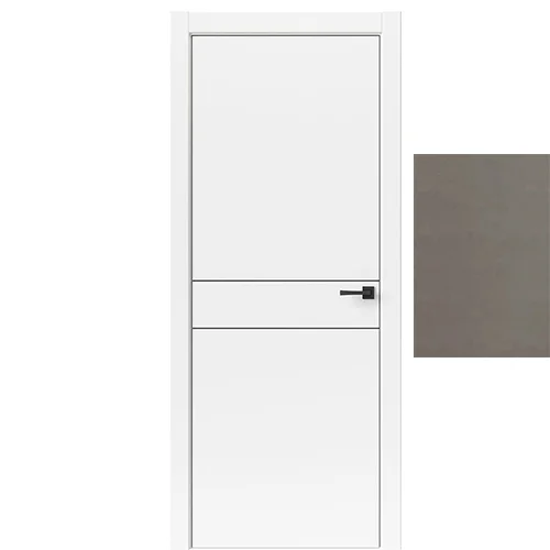 Дверь UBERTURE ТАМБУРАТ ЛАЙТ ГЕОМЕТРИЯ Модель 4309 глухое, Лофт темный 60, кромка ABS черная, черный молдинг