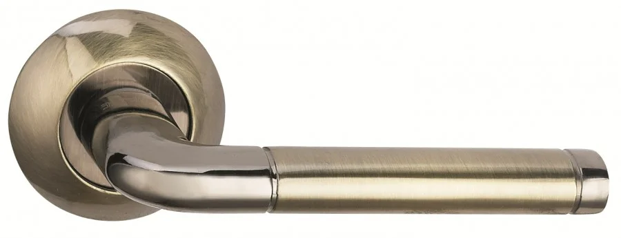Ручка дверная BUSSARE на круглой накладке LINDO A-34-10 GRAPHITE/ANT. BRONZE графит/античная бронза