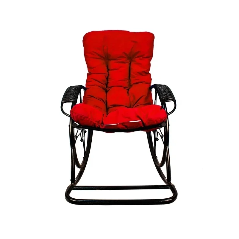 Кресло-качалка Овал ЛЮКС черное, красная подушка