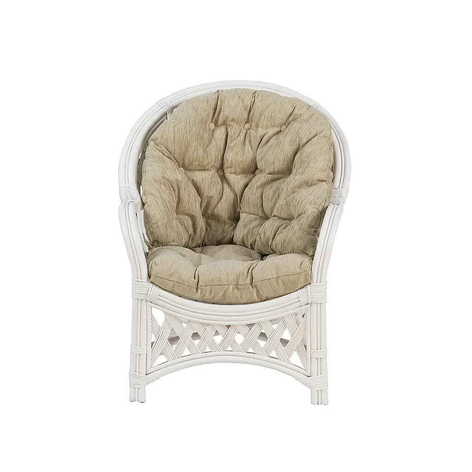 Кресло Черчилль, белый , подушки бежевые