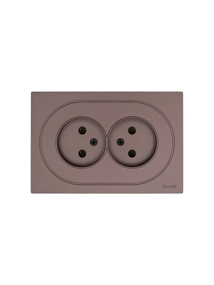 Розетка 2-местная СП Lezard OSEN без заземления, шоколад