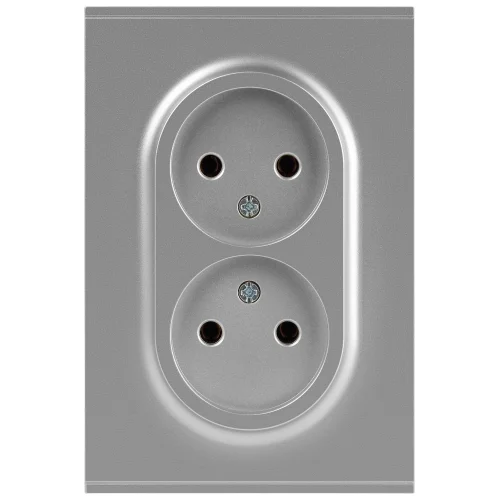 Розетка 1-местная СП ЭРА Arktik 2X2P 16А-250В без заземления алюминий арт.16-2107-03