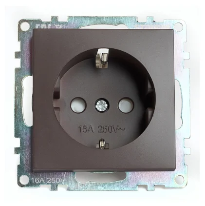 Розетка 1-местная (механизм) СП STEKKER Катрин с защитной шторкой с заземлением, 250В, 16А (GLS16-7110-04) шоколад Розетка 1-местная (механизм) СП STEKKER Катрин с защитной шторкой с заземлением, 250В, 16А (GLS16-7110-04) шоколад