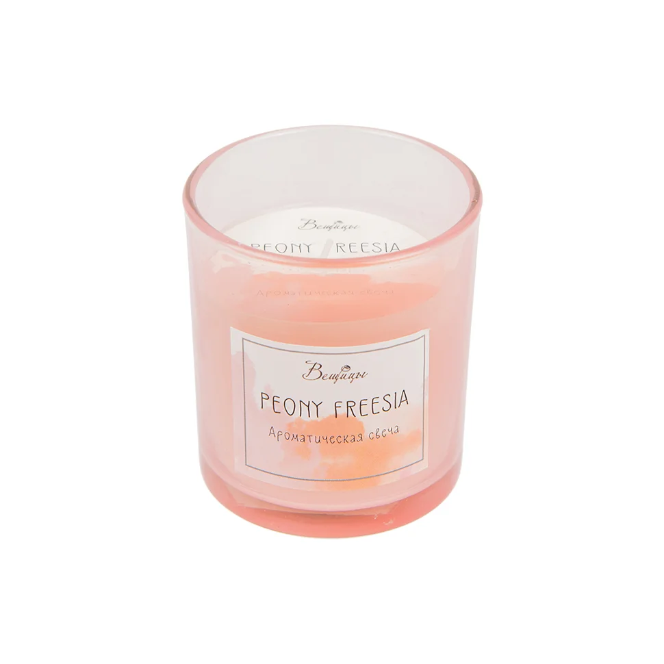 Свеча ароматическая PEONY FREESIA в стекле, Д70 Ш70 В80