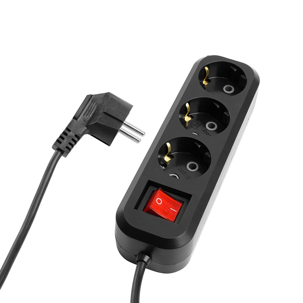 Удлинитель с заземлением с выключателе 3 гнезда 3 метра 3x1мм2, 3x0,75, HM03-31-03 (У10А-002), черный STEKKER Home Удлинитель с заземлением с выключателе 3 гнезда 3 метра 3x1мм2, 3x0,75, HM03-31-03 (У10А-002), черный STEKKER Home