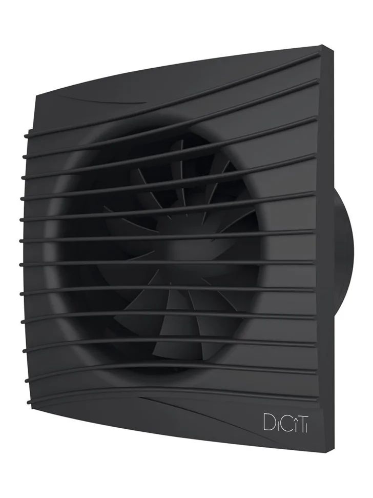 Вентилятор накладной SILENT D125 обр.клапан Matt black DICITI, ЭРА
