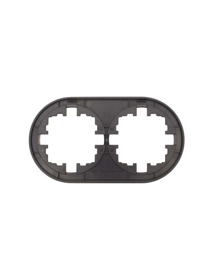 Рамка двухместная горизонтальная Lezard OSEN акриловая черная матовая круглая