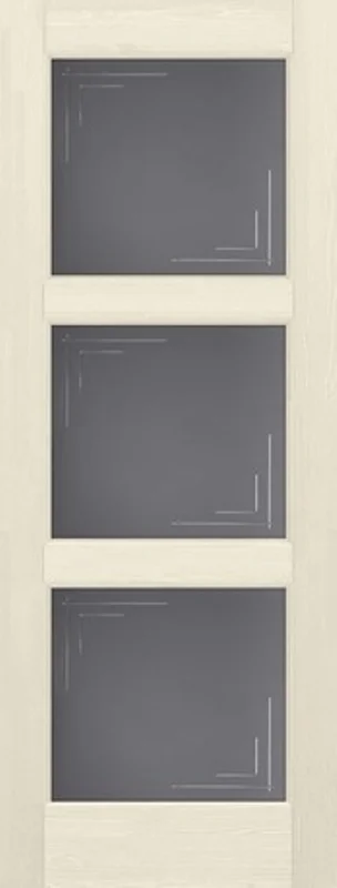 Дверь ОКА "Турин" стекло графит слоновая кость 90 (браш массив сосны)