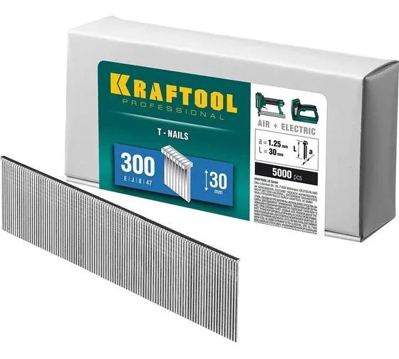 Гвозди KRAFTOOL тип 300 (47/J/ F), 30 мм, калибр 18GA, 5000 шт