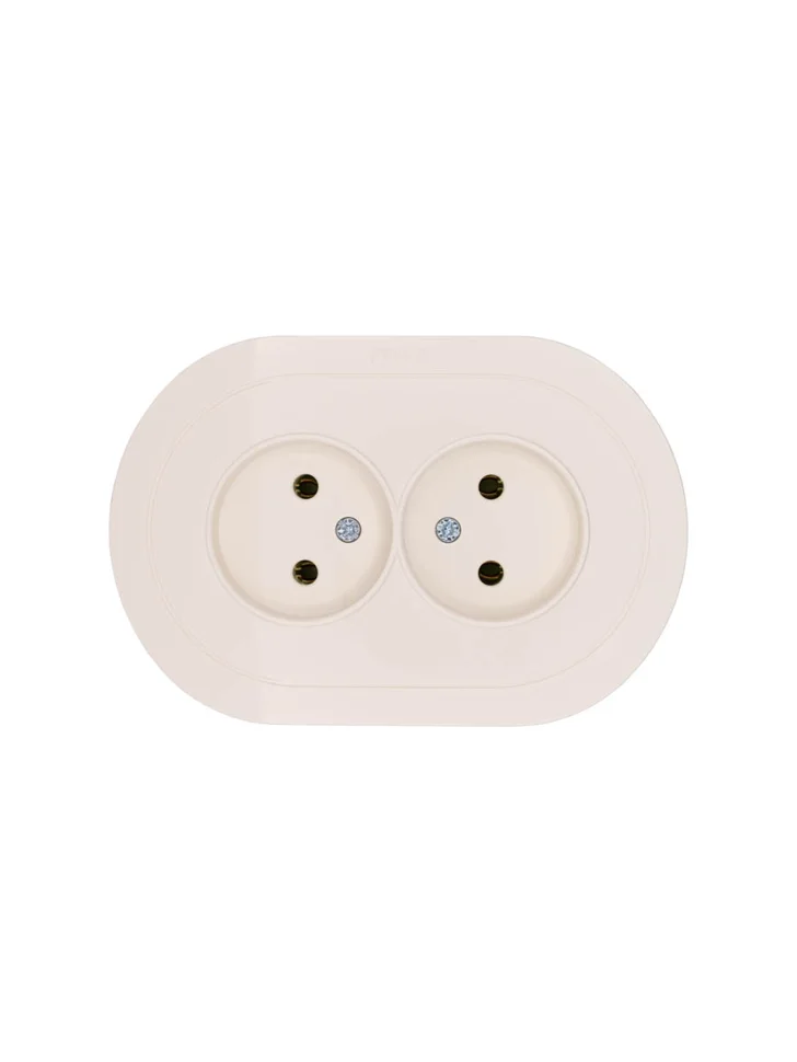 Розетка 2-местная СП Lezard OSEN без заземления, слоновая кость круглая