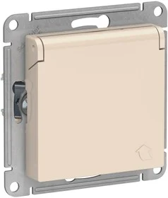 Механизм розетки 1-м СП AtlasDesign 16А IP20 с заземлением, защ. шторки с крышкой беж ATN000246 Schneider Electric