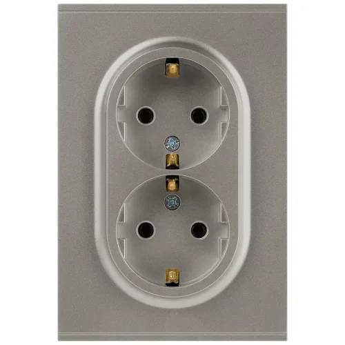 Розетка 2-местная СП ЭРА Arktik 2X2P+E Schuko с заземлением 16А-250В титан арт.16-2104-07
