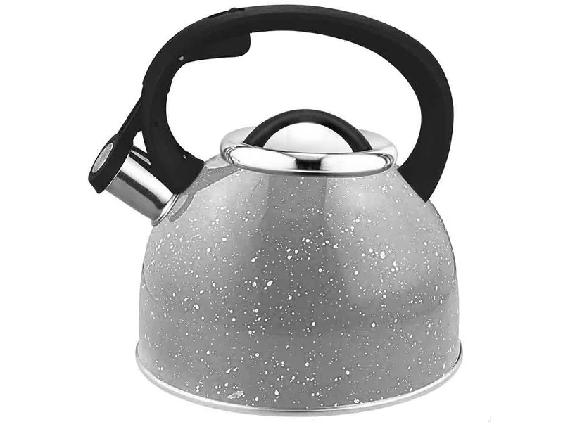 Чайник из нержавеющей стали 2,5 л MALLONY Arte, серый с белыми точками, со свистком Чайник из нержавеющей стали 2,5 л MALLONY Arte, серый с белыми точками, со свистком