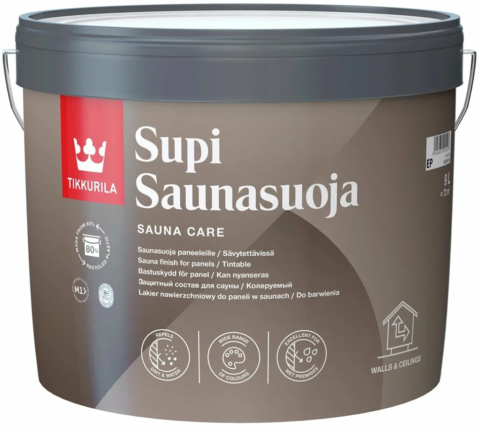 Состав защитный для сауны полуматовый TIKKIVALA SUPI SAUNA PROTECT EP 9л