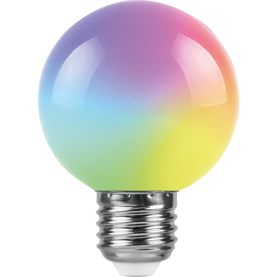 Лампа светодиодная 3W E27 230V RGB Шарик матовый быстрая смена цвета (G60) Feron, LB-371