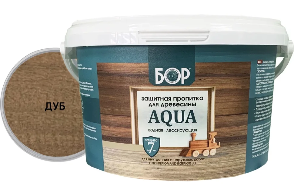 Пропитка защитная БОР AQUA для наружных и внутренних работ ДУБ 2,3кг