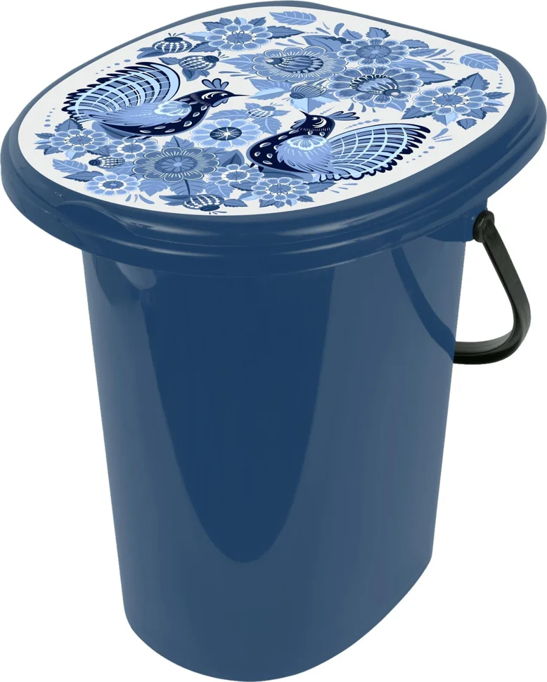 Ведро-туалет 20л Smart Solution Гжель темно-синий* Ведро-туалет 20л Smart Solution Гжель темно-синий*