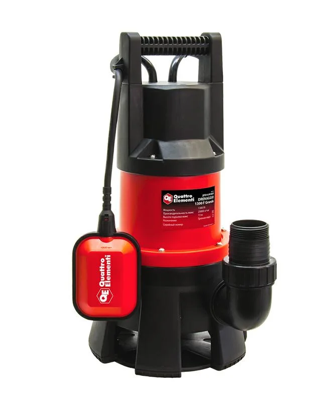 Насос дренажный QUATTRO ELEMENTI Drenaggio 1300 F Grande (1300 Вт, 25000 л/час, грязевой, 11 м, )