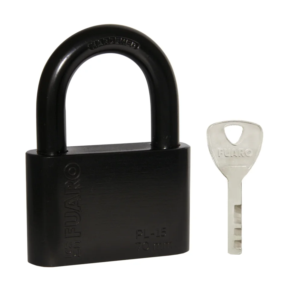 Замок навесной FUARO PL-WEATHER-1570 Black 4 fin key ( PL-15-70) диск. /блистер